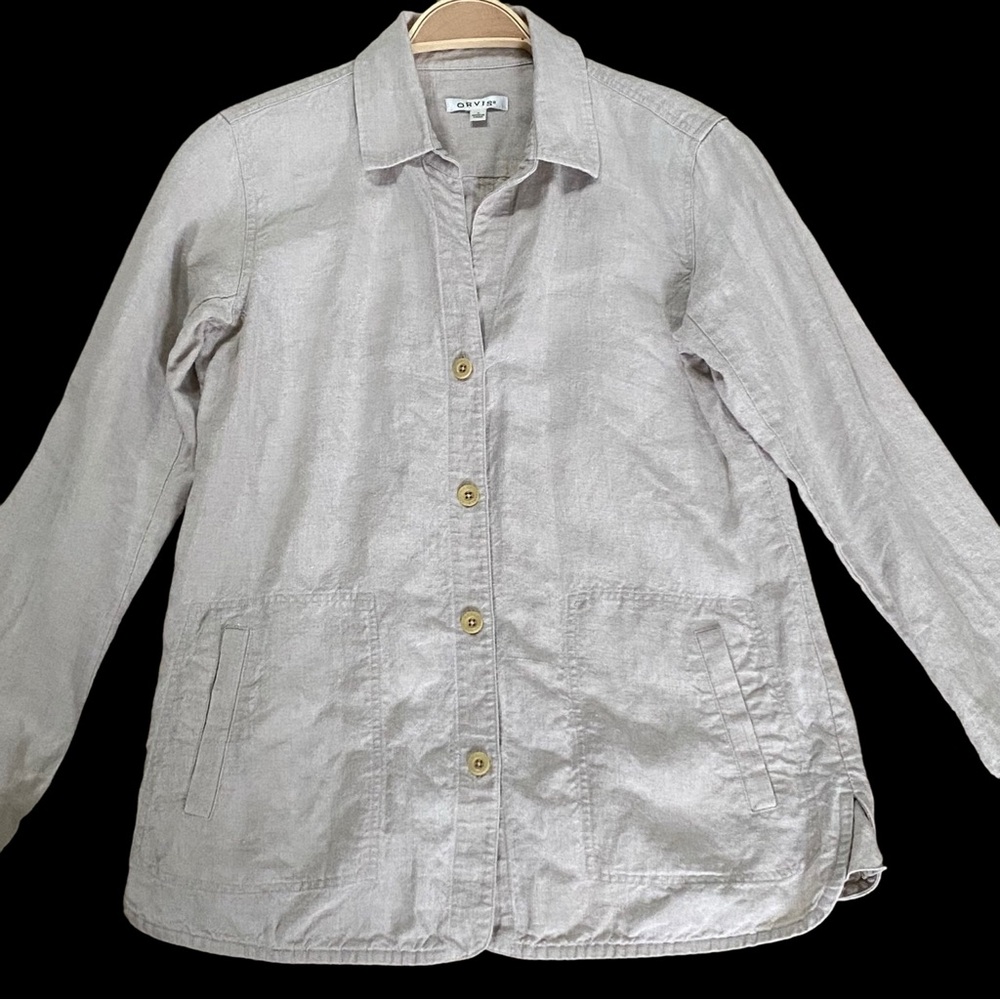 Orvis Shoreline Linen Shirt/Jacket/Shacket Tan/Neutral/Flax Women's Size Small - Picture 2 of 7